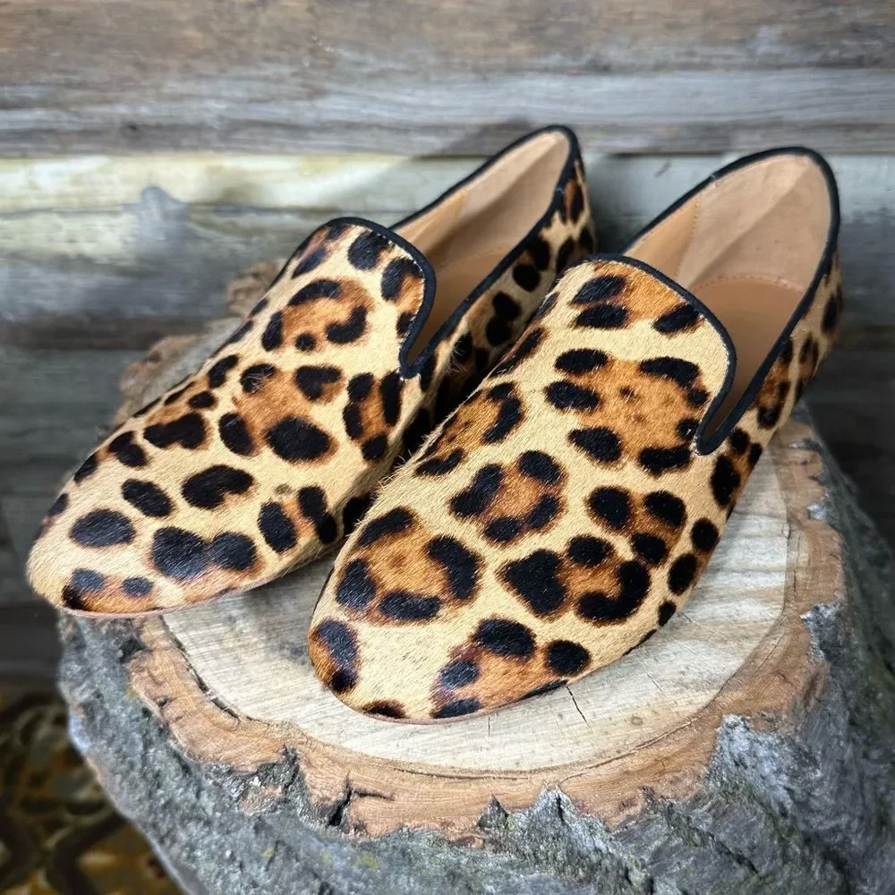 J.Crew Leopard Calf Hair Flats sz 6
